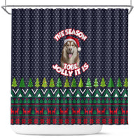 The Season To Be Jolly Siberian Husky Xmas Ball Christmas Shower Curtain Xmas Holiday Patterns - Wonder Print Shop