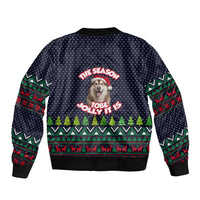 The Season To Be Jolly Siberian Husky Xmas Ball Christmas Sleeve Zip Bomber Jacket Xmas Holiday Patterns - Wonder Print Shop