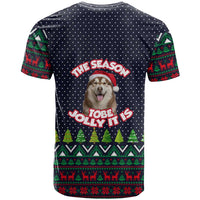 The Season To Be Jolly Siberian Husky Xmas Ball Christmas T Shirt Xmas Holiday Patterns - Wonder Print Shop