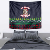 The Season To Be Jolly Siberian Husky Xmas Ball Christmas Tapestry Xmas Holiday Patterns - Wonder Print Shop