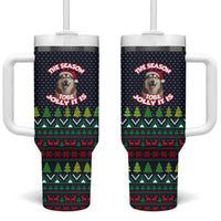 The Season To Be Jolly Siberian Husky Xmas Ball Christmas Tumbler With Handle Xmas Holiday Patterns - Wonder Print Shop