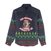 The Season To Be Jolly Siberian Husky Xmas Ball Christmas Women Casual Shirt Xmas Holiday Patterns - Wonder Print Shop