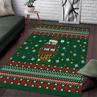Too Cute For The Naughty List Christmas Area Rug Xmas Holiday Patterns - Wonder Print Shop