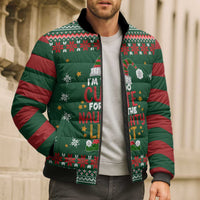 Too Cute For The Naughty List Christmas Bomber Puffer Jacket Xmas Holiday Patterns - Wonder Print Shop