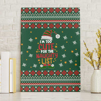 Too Cute For The Naughty List Christmas Canvas Wall Art Xmas Holiday Patterns - Wonder Print Shop