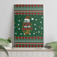 Too Cute For The Naughty List Christmas Canvas Wall Art Xmas Holiday Patterns - Wonder Print Shop