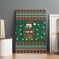 Too Cute For The Naughty List Christmas Canvas Wall Art Xmas Holiday Patterns - Wonder Print Shop