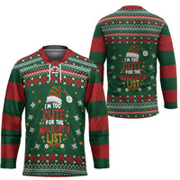 Too Cute For The Naughty List Christmas Hockey Jersey Xmas Holiday Patterns - Wonder Print Shop