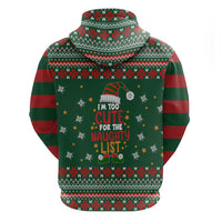 Too Cute For The Naughty List Christmas Hoodie Xmas Holiday Patterns - Wonder Print Shop