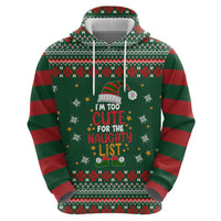 Too Cute For The Naughty List Christmas Hoodie Xmas Holiday Patterns - Wonder Print Shop