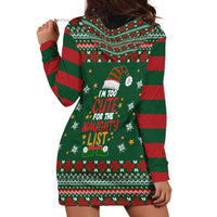 Too Cute For The Naughty List Christmas Hoodie Dress Xmas Holiday Patterns - Wonder Print Shop