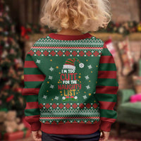 Too Cute For The Naughty List Christmas Kid Ugly Christmas Sweater Xmas Holiday Patterns - Wonder Print Shop