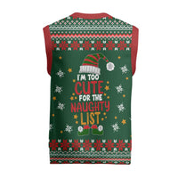 Too Cute For The Naughty List Christmas Knitted V-Neck Vest Xmas Holiday Patterns - Wonder Print Shop