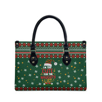 Too Cute For The Naughty List Christmas Leather Bag Xmas Holiday Patterns - Wonder Print Shop