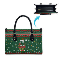 Too Cute For The Naughty List Christmas Leather Bag Xmas Holiday Patterns - Wonder Print Shop