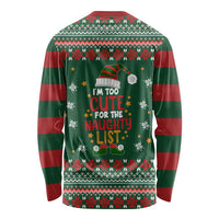 Too Cute For The Naughty List Christmas Long Sleeve Shirt Xmas Holiday Patterns - Wonder Print Shop