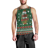 Too Cute For The Naughty List Christmas Men Tank Top Xmas Holiday Patterns - Wonder Print Shop