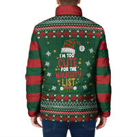 Too Cute For The Naughty List Christmas Padded Jacket Xmas Holiday Patterns - Wonder Print Shop
