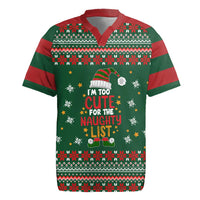 Too Cute For The Naughty List Christmas Rugby Jersey Xmas Holiday Patterns - Wonder Print Shop
