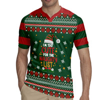 Too Cute For The Naughty List Christmas Rugby Jersey Xmas Holiday Patterns - Wonder Print Shop