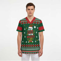 Too Cute For The Naughty List Christmas Scrub Top Xmas Holiday Patterns - Wonder Print Shop