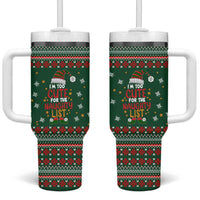 Too Cute For The Naughty List Christmas Tumbler With Handle Xmas Holiday Patterns - Wonder Print Shop