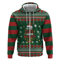 Too Cute For The Naughty List Christmas Zip Hoodie Xmas Holiday Patterns - Wonder Print Shop