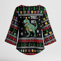 Tree Rex Christmas Kimono Sleeve Blouse Xmas Holiday Patterns - Wonder Print Shop