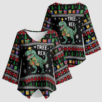 Tree Rex Christmas Kimono Sleeve Blouse Xmas Holiday Patterns - Wonder Print Shop