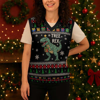 Tree Rex Christmas Knitted V-Neck Vest Xmas Holiday Patterns - Wonder Print Shop