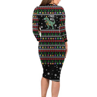 Tree Rex Christmas Long Sleeve Bodycon Dress Xmas Holiday Patterns - Wonder Print Shop