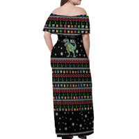 Tree Rex Christmas Off Shoulder Maxi Dress Xmas Holiday Patterns - Wonder Print Shop
