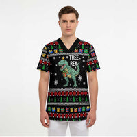Tree Rex Christmas Scrub Top Xmas Holiday Patterns - Wonder Print Shop
