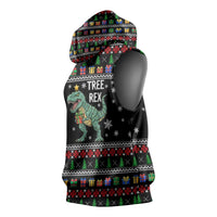 Tree Rex Christmas Sleeveless Hoodie Xmas Holiday Patterns - Wonder Print Shop