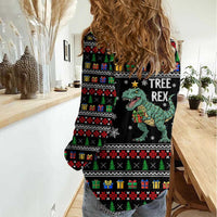 Tree Rex Christmas Women Casual Shirt Xmas Holiday Patterns - Wonder Print Shop