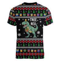 Tree Rex Christmas Women V-Neck T-Shirt Xmas Holiday Patterns - Wonder Print Shop