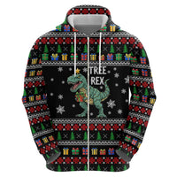 Tree Rex Christmas Zip Hoodie Xmas Holiday Patterns - Wonder Print Shop