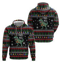 Tree Rex Christmas Zip Hoodie Xmas Holiday Patterns - Wonder Print Shop