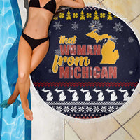 That Woman From Michigan Christmas Beach Blanket Xmas Holiday Patterns - Wonder Print Shop