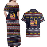 That Woman From Michigan Christmas Couples Matching Off Shoulder Maxi Dress and Hawaiian Shirt Xmas Holiday Patterns - Wonder Print Shop