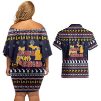 That Woman From Michigan Christmas Couples Matching Off Shoulder Short Dress and Hawaiian Shirt Xmas Holiday Patterns - Wonder Print Shop