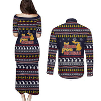 That Woman From Michigan Christmas Couples Matching Puletasi and Long Sleeve Button Shirt Xmas Holiday Patterns - Wonder Print Shop