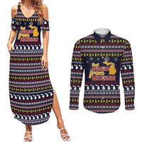 That Woman From Michigan Christmas Couples Matching Summer Maxi Dress and Long Sleeve Button Shirt Xmas Holiday Patterns - Wonder Print Shop