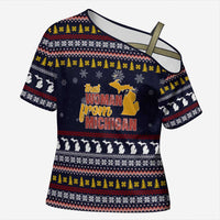 That Woman From Michigan Christmas Cross Shoulder Shirt Xmas Holiday Patterns - Wonder Print Shop