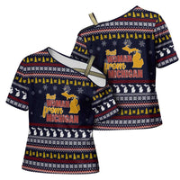 That Woman From Michigan Christmas Cross Shoulder Shirt Xmas Holiday Patterns - Wonder Print Shop