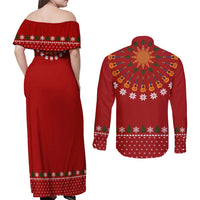 Guitar Lover Christmas Couples Matching Off Shoulder Maxi Dress and Long Sleeve Button Shirt Xmas Holiday Patterns - Wonder Print Shop