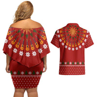 Guitar Lover Christmas Couples Matching Off Shoulder Short Dress and Hawaiian Shirt Xmas Holiday Patterns - Wonder Print Shop