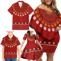 Guitar Lover Christmas Family Matching Off Shoulder Short Dress and Hawaiian Shirt Xmas Holiday Patterns - Wonder Print Shop
