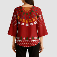 Guitar Lover Christmas Kimono Sleeve Blouse Xmas Holiday Patterns - Wonder Print Shop