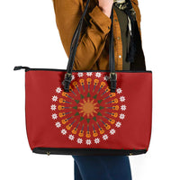 Guitar Lover Christmas Leather Tote Bag Xmas Holiday Patterns - Wonder Print Shop